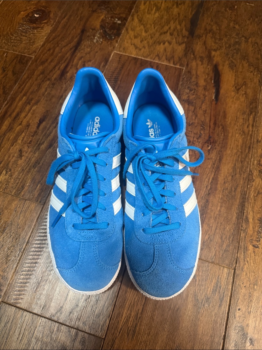 adidas gazelle Blue Suede Kids Sneakers with White Stripes